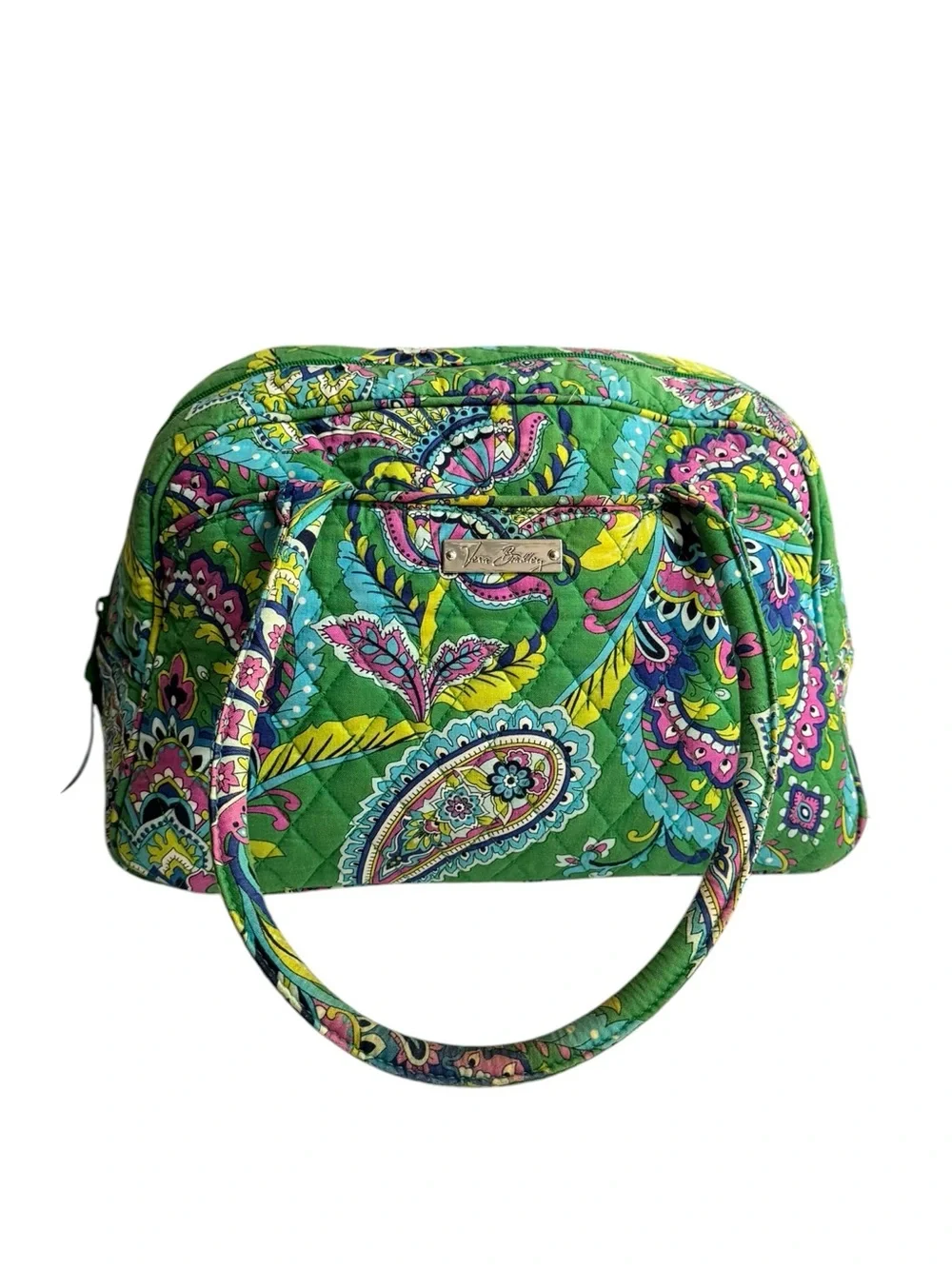 Vera Bradley Emerald Paisley Bowler Bag Shoulder Purse Quilted Bohemian Retired